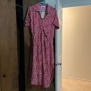NWT XL - Shibever Button Short Sleeve Collared Red Floral Dress